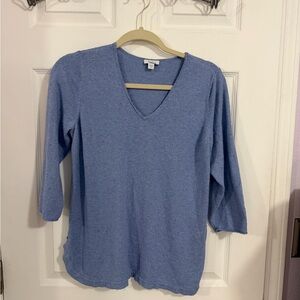 Women's Blue V-Neck Top